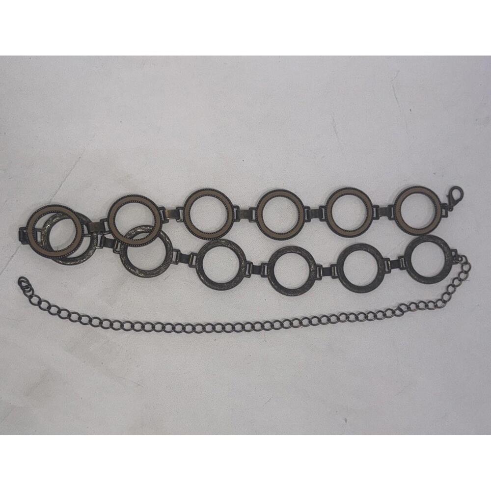 Vintage‎ Womens Belt Silver Metal Chain Circles 90s Y2K Flirty Retro Grunge Sexy